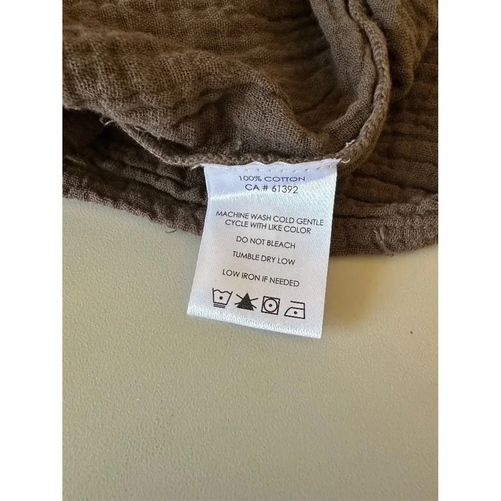 NWT Shannon Passero Brown Cotton Gauze Tiered Button Front Dress | Size Medium